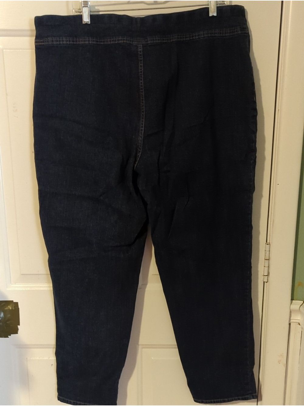 Terra & Sky Dark Indigo Cropped Stretchy Jeans 1X 16W 18W Pull On - Picture 4 of 8